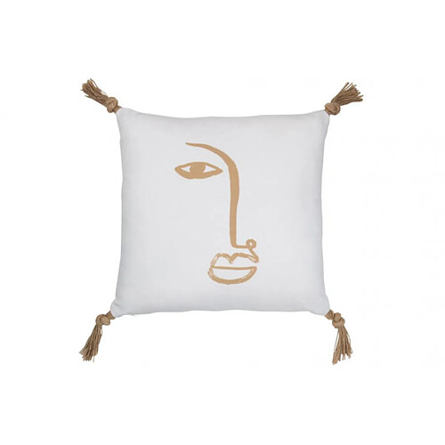 Dansmamaison Coussin Visage Carre Polyester Blanc