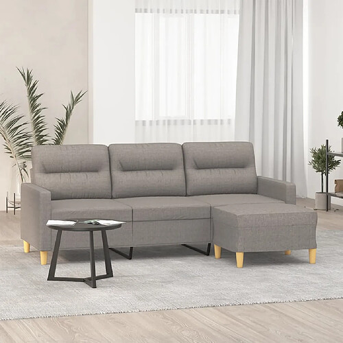 vidaXL Canapé à 3 places avec repose-pieds Taupe 180 cm Tissu