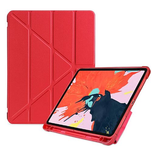 Wewoo Housse Étui Coque de protection TPU antichoc multi-rabattable pour iPad Pro 11 pouces 2018avec support et fente stylet rouge