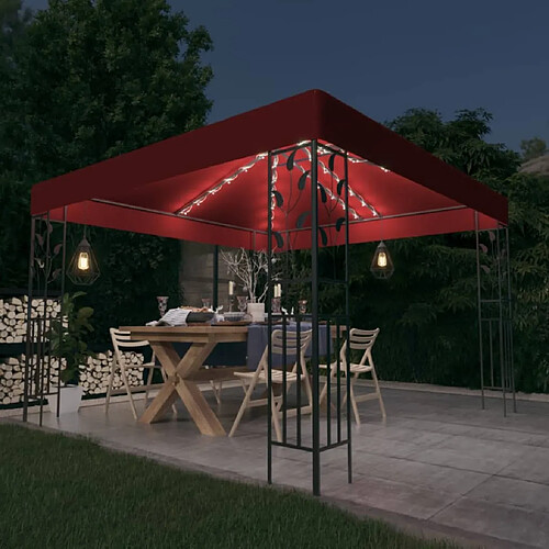 Maison Chic Tonnelle | Pergola avec guirlande lumineuse à LED 3x3 m Bordeaux -GKD33956