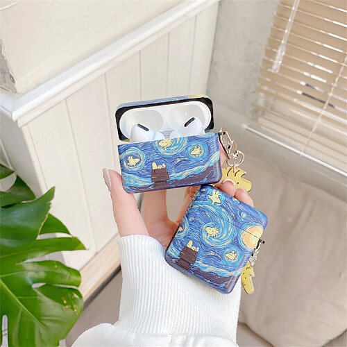 GUPBOO Airpods Coque Housse Étui Protecteur Compatible pour AirPods 3-peinture à l'huile ciel étoilé confus dessin animé tataku