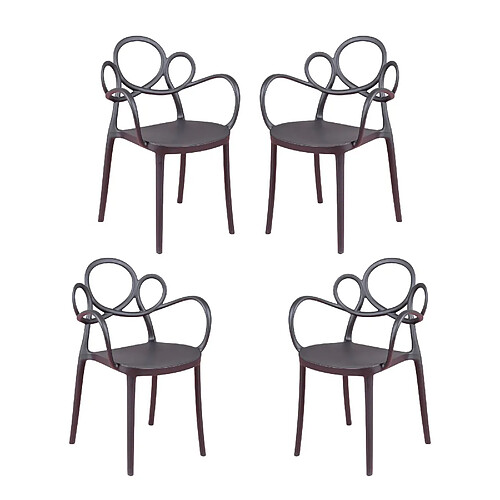 Nest Dream Lot de 4 chaises design avec accoudoirs pour le jardin - Dream