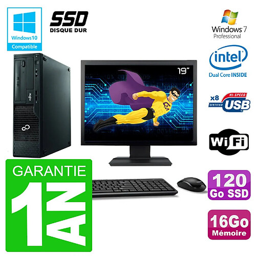 PC Fujitsu Esprimo E500 E85+ DT Ecran 19" G640 RAM 16Go SSD 120Go DVD Wifi W7 · Occasion