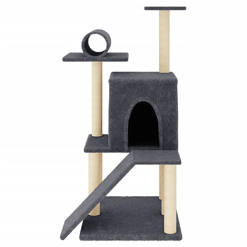 Helloshop26 Arbre à chat meuble tour grimper jouet grattage grattoir escalade plateforme avec griffoirs en sisal foncé 110,5 cm gris 02_0022645