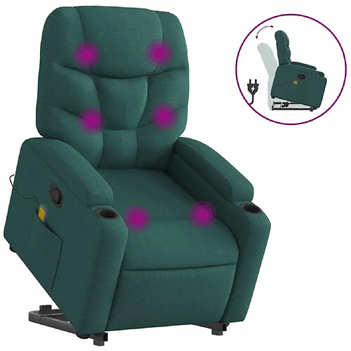 Maison Chic Fauteuil Relax pour salon, Fauteuil inclinable de massage Vert foncé Tissu -GKD16604