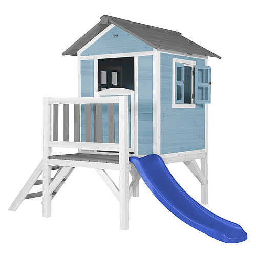 AXI Maison Enfant Beach Lodge XL en Bleu avec Toboggan Bleu | Maison de Jeux en Bois FFC pour Les Enfants | Maisonnette / Cabane en Bois