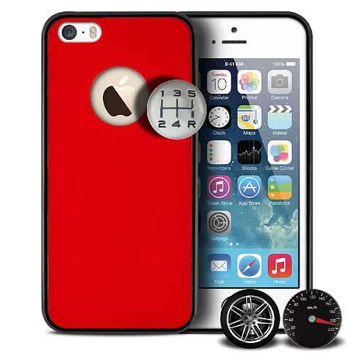 Caseink Coque Housse Etui [Custom Buttons Series] Rouge iPhone 5/5S/SE