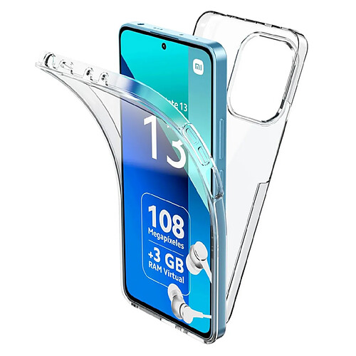 Htdmobiles Coque pour Xiaomi Redmi Note 13 4G - housse etui silicone gel fine 360 integrale (avant et arriere) + film ecran - TRANSPARENT