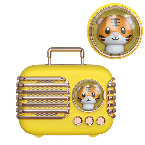 General Haut-parleur Bluetooth mignon, mini haut-parleur portable avec un son puissant, style ancien mignon, adorable haut-parleur pour chambre, décoration de bureau, cadeau idéal pour les enfants, les filles, les femmes (jaune)