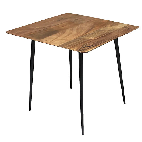 Pegane Table d'appoint en bois d'acacia coloris naturel et métal noir -longueur 55 x profondeur 55 x hauteur 46 cm