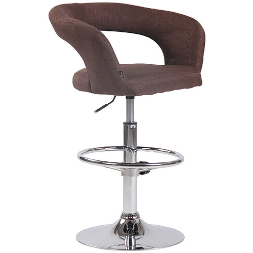 Decoshop26 Tabouret de bar x1 assise moderne en tissu marron pieds et repose-pieds en métal chromé 10_0004995