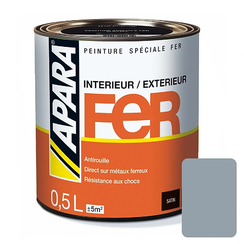 Peinture Fer Satin - APARA-0.5 litre-Gris argent (RAL 7042)