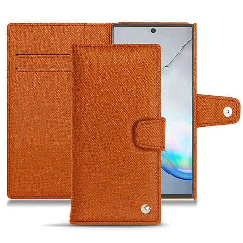 Housse cuir Samsung Galaxy Note10+ - Rabat portefeuille - Orange vibrant ( Pantone #e36b39 ) - NOREVE