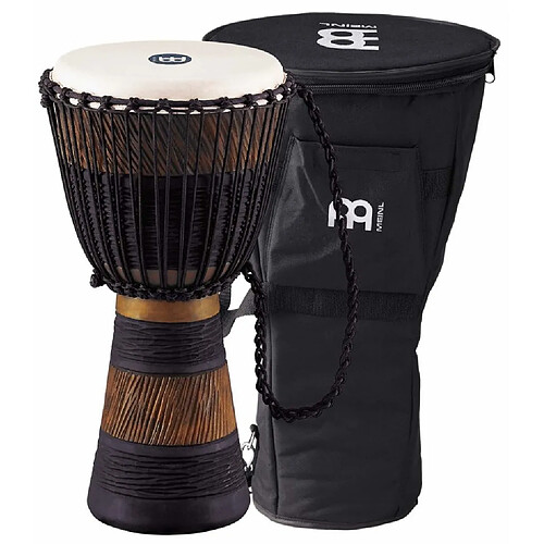 Djembé Meinl 10'' ADJ3B-M Earth brun et noir (+ housse) - acajou style africain