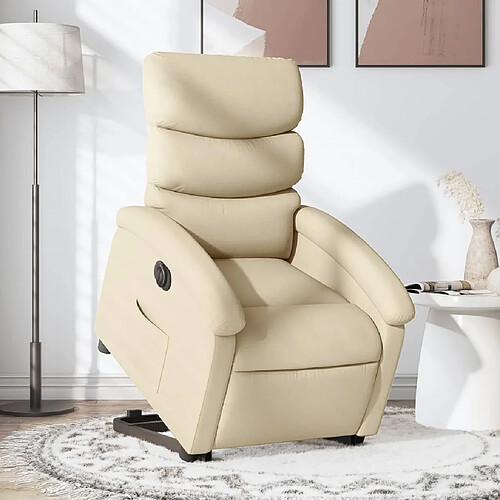 vidaXL Fauteuil inclinable électrique crème tissu