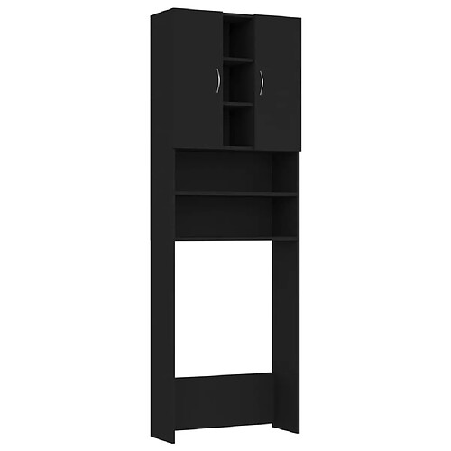 Maison Chic Meuble rangement de salle de bain | Meuble pour machine à laver | Armoire murale de bain Noir 64x25,5x190 cm -GKD21596