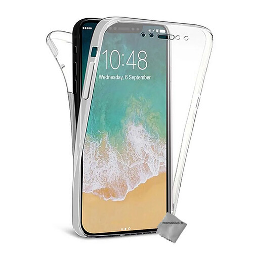 Htdmobiles Coque silicone gel fine 360 integrale pour Apple iPhone XS + verre trempe - TRANSPARENT