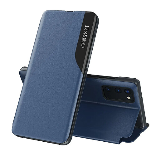 Ozzzo eco cuir view coque elegant livre avec kickstand pour samsung galaxy a72 4g blue