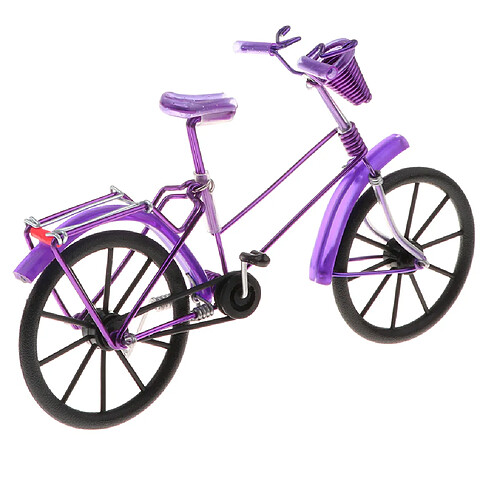 Vélo modèle en aluminium au 1:10 avec panier jouet artisanal violet