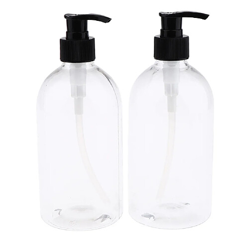 Distributeur De Shampooing De Bouteille De Lotion Vide De 2 Pièces 500 Ml Pompe Noire Rechargeable