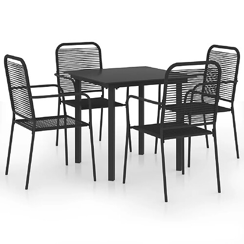 Maison Chic Mobilier à dîner 5 pcs de jardin - Ensemble table et chaises d'extérieur - Salon/Mobilier de jardin classique Noir Verre et acier -MN59545