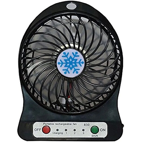 Mini Ventilateur USB Ventilateur de Bureau Portable Rechargeable Alimenté par USB et Un Mini Climatiseur à batterie 18650 Idéal pour les Voyages d'été à Pied (Noir)