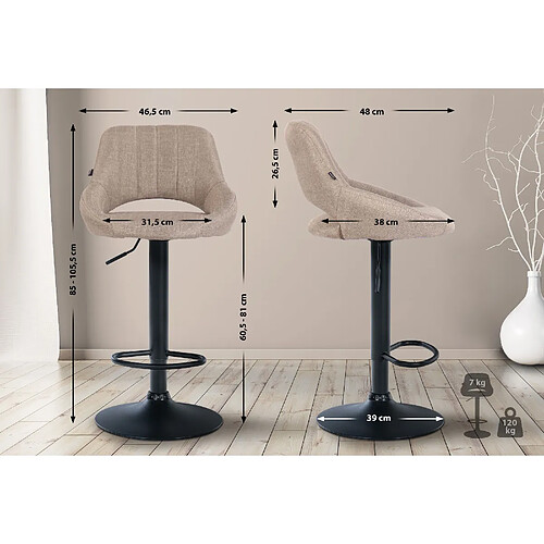 Non Tabouret de bar Milet tissu noir