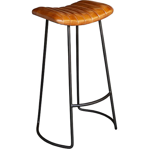 Antic Line Creations Tabouret de bar assise cuir Texas.