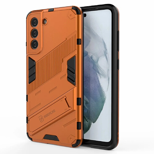 Coque en TPU Anti-rayures Hybride Antichoc avec béquille orange pour votre Samsung Galaxy S21 FE