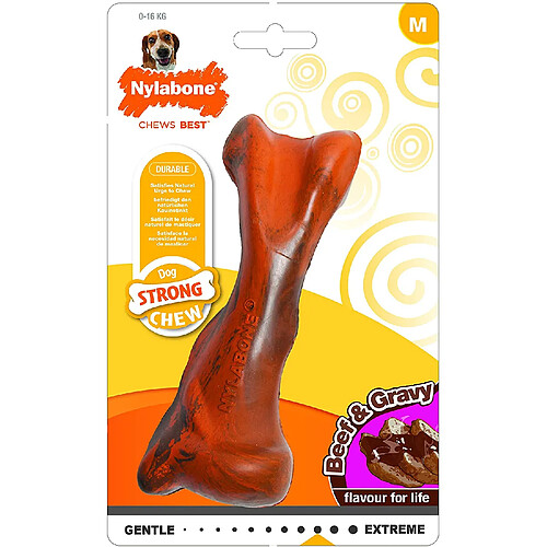 nylabone Jouet à Mâcher Robuste Os en Caoutchouc Arôme Sauce/B?uf pour Les Petits Chiens Jusqu'à 11 kg