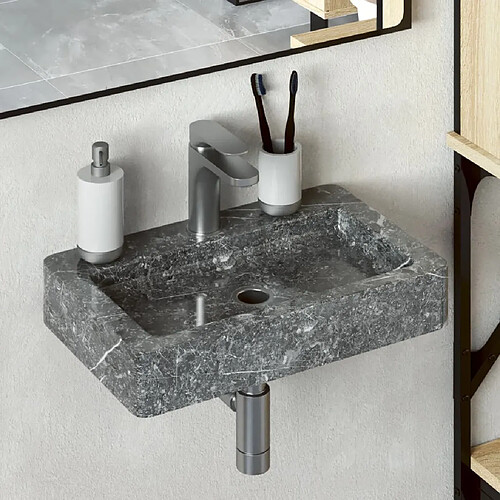 vidaXL Lavabo mural gris 38x24x6,5 cm marbre