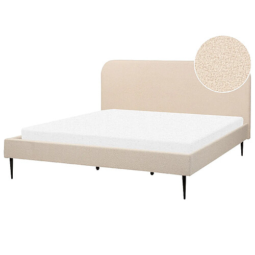 Beliani Lit double bouclé beige 180 x 200 cm FLAYAT