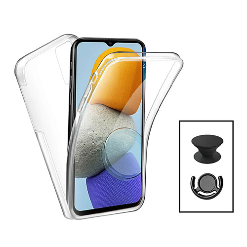 PHONECARE Kit Coque 3x1 360° Impact Protection + 1 GripHolder + 1 Support GripHolder Noir pour Xiaomi Redmi A2 - Transparent / Noir