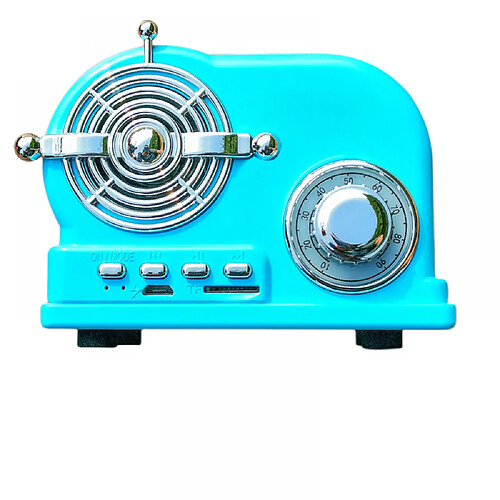 General Haut-parleur vintage sans fil, haut-parleur Bluetooth rétro, haut-parleur Bluetooth portable sans fil extérieur, style classique à l'ancienne, carte TF pour la maison, les voyages, l'extérieur (bleu)