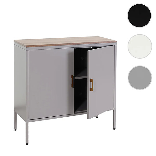 Mendler Commode HWC-L84, Buffet armoire, 2 portes métal 90x90x40cm, mélaminé ~ gris