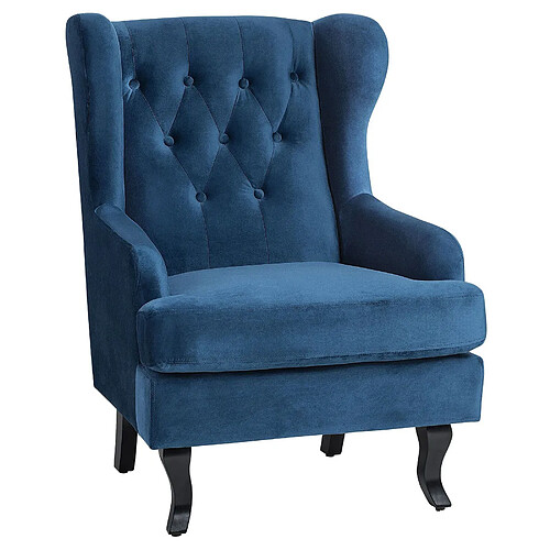 Beliani Fauteuil ALTA Velours Bleu foncé