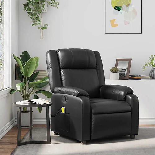 vidaXL Fauteuil de massage inclinable Noir Similicuir