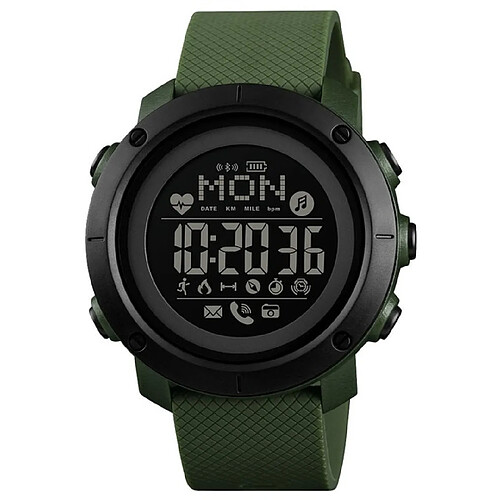 Universal Montre de sport de plein air Boussole de mode Montre numérique Homme Bluetooth Heart Rate Fitness Watch | Montre numérique (Noir Vert)