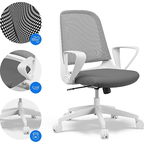 Sense7 Sopty chaise de bureau ergonomique, fauteuil de bureau avec fonction bascule, Office Chair réglable en hauteur, blanc