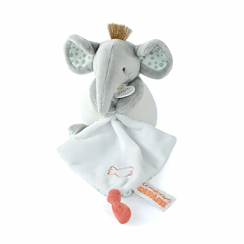 Peluche avec doudou mouchoir Couleurs savane Éléphant - Doudou et compagnie