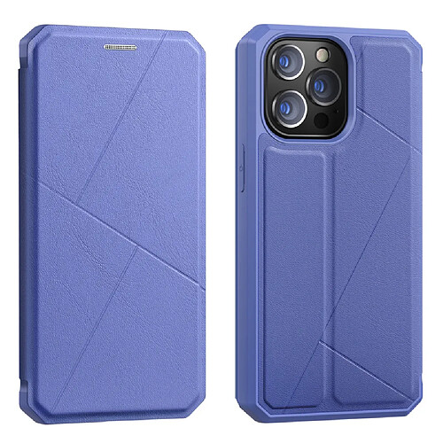 Dux Ducis Etui en PU + TPU magnétique, auto-absorbé avec support et porte-carte bleu pour votre Apple iPhone 13 Pro 6.1 pouces