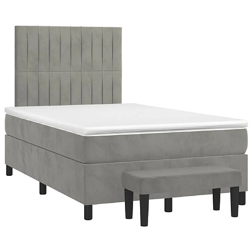 Maison Chic Lit adulte- Lit + matelas,Sommier à lattes de lit et matelas gris clair 120x190cm velours -GKD97911