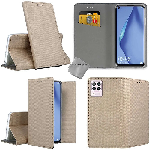 Htdmobiles Housse etui portefeuille avec coque intérieure en silicone pour Huawei P40 Lite + film ecran - OR MAGNET