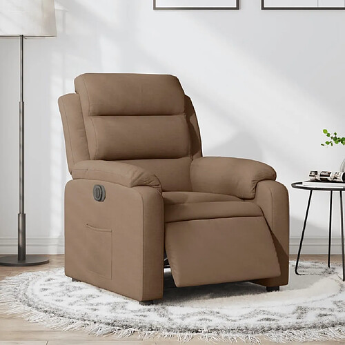 vidaXL Fauteuil inclinable électrique Marron Tissu