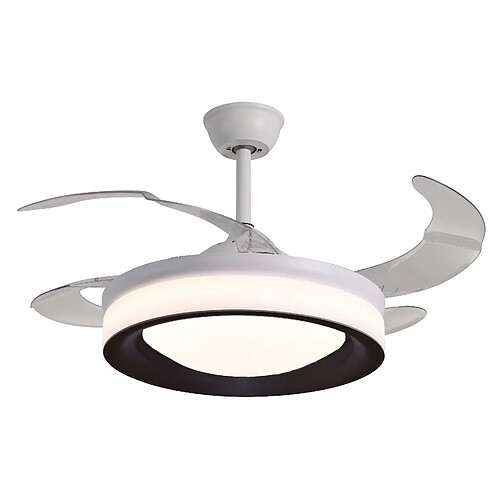 Ventilateur de plafond TITAN blanc/noir, 4 pales escamotables, 72W LED 3000|4000|6000K, H35xP.108/50cm