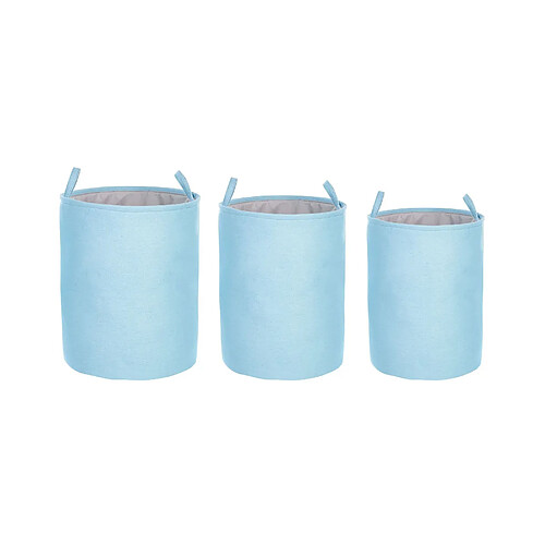 Beliani Lot de 3 paniers en tissu polyester bleu ARCHA