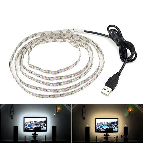 Wewoo Ruban LED Waterproof Epoxyde Lampe de décoration de bureau de Noël pour de USB époxy Power SMD 3528 éclairage de fond de téléviseurlongueur 2 m lumière blanche