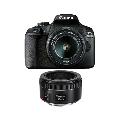 CANON EOS 2000D Black KIT EF-S 18-55mm F3.5-5.6 IS II + EF 50mm F1.8 STM