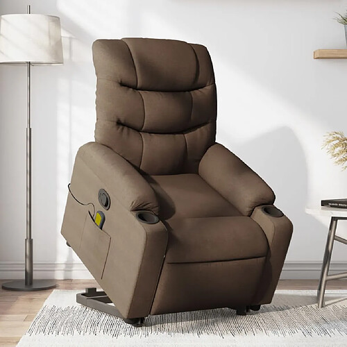 vidaXL Fauteuil de massage inclinable Marron Tissu