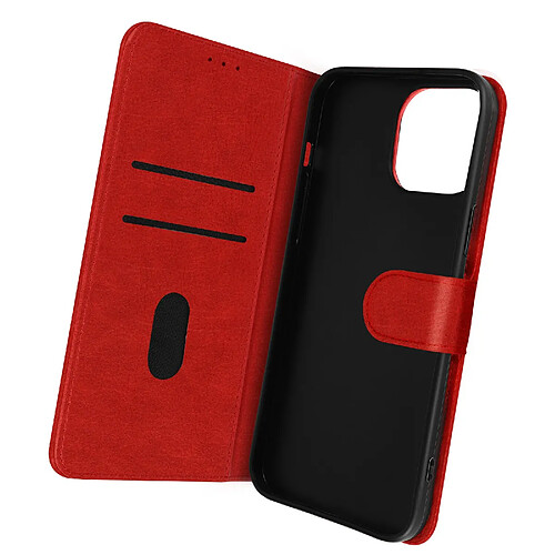 Avizar Housse iPhone 14 Pro Clapet Portefeuille Fonction Support Vidéo Rouge